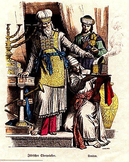 High priest wearing the breastplate and Levite priests c.1861-1880.