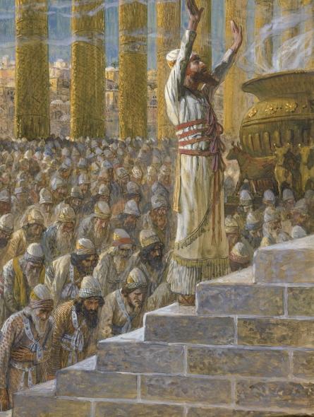 Solomon Dedicates the Temple at Jerusalem (watercolor circa 1896 1902 by James Tissot) 1 Kings 7:40 And Hiram made את the lavers ואת and the shovels ואת and the basins.
