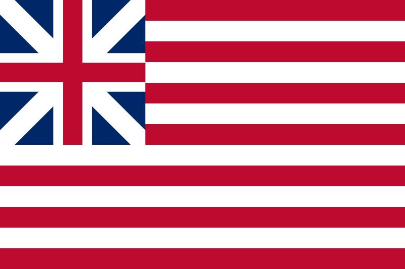 7. Grand Union or Continental Flag: The Grand Union Flag 1775 is also known as the Continental flag, it is the first true U.S. Flag. It combined the British King s Colours and the thirteen stripes signifying Colonial unity.