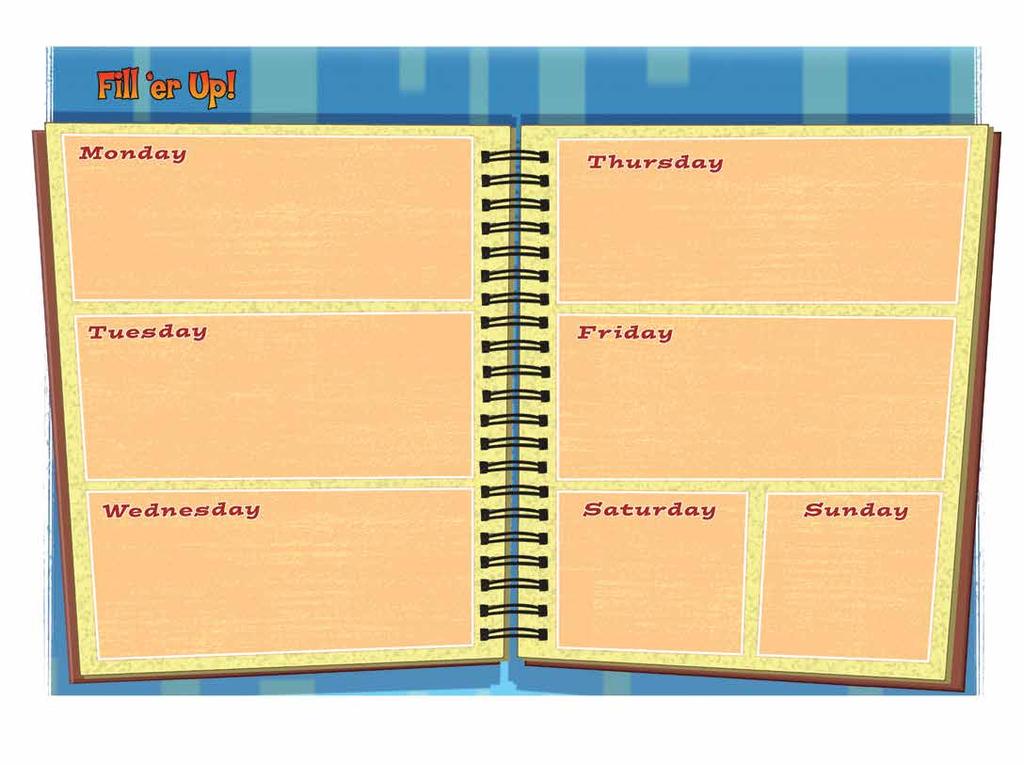 Instructions: What fills up your day? Write your weekly schedule on the agenda page below.