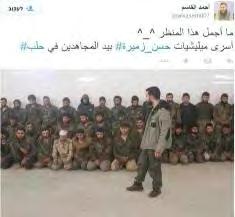5 Left: The bodies of the three militia operatives killed in battles with ISIS in the Aleppo province (ISIS-affiliated Twitter account, January 19, 2015) Right: Shiite prisoners captured by ISIS in