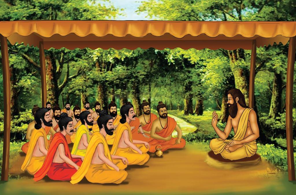 Suta Romaharshana with the assembly of 88, 000 Rishi in Soota Romaharshana s narration used Vaishampayana s Bharata Samhita as a kernel and had further questions and answers built around it, to