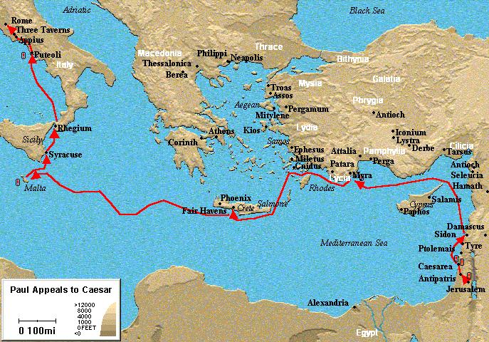 PAUL S JOURNEY TO ROME [Acts 27-28] Paul spends 2 years in prison Ship smashes into a reef