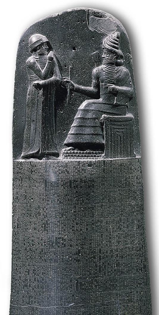 Law of Moses originally written on stone Exodus 31: 18, finger of God Law code of Hammurabi