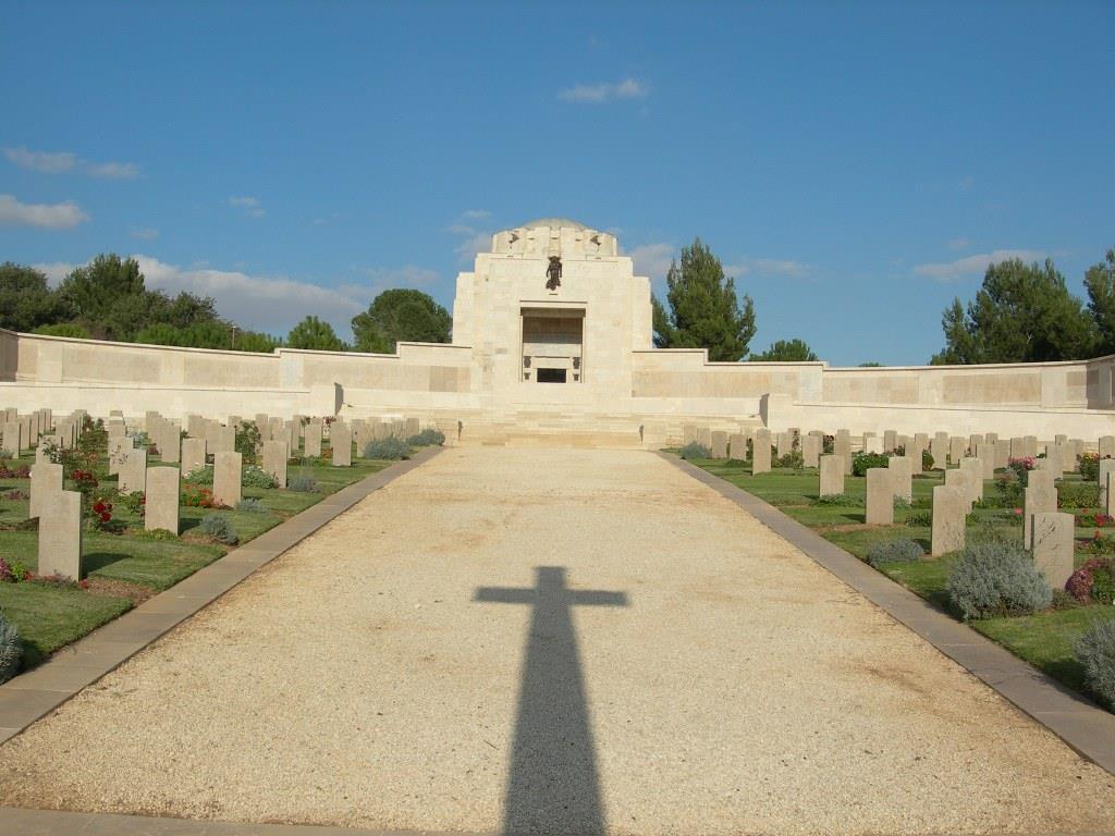 Located in Jerusalem War Cemetery, the memorial is 4.5 kilometres north of the walled city and is situated on the neck of land at the north end of the Mount of Olives, to the west of Mount Scopus.