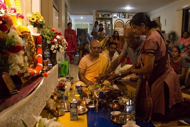 offering (pushpanjali), aratrikam and partaking of lunch prasad were the highlights of this event. A large number of devotees participated in this event.