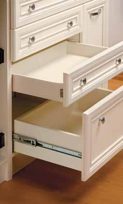 slide options Upper drawer is a metal box system Lower drawer is a full extension ball bearing slide.