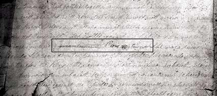 The original manuscript at Helaman 1:15, where Oliver Cowdery initially misspelled the name Coriantumr.