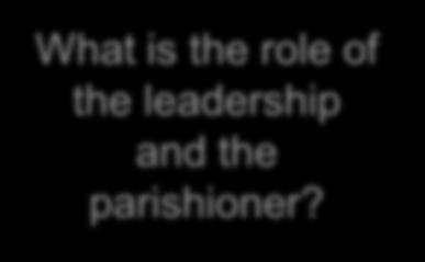Metrics What is the role of the leadership and the parishioner?