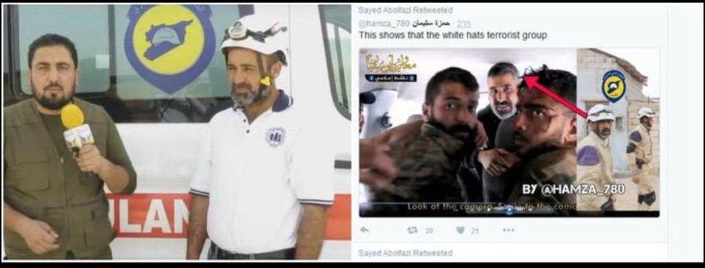 Later videos emerged of US/UK-funded White Helmet members with two captured young Syrian soldiers in Kahn Touman, and taunting Assad, Russia, Iran and China, are they stronger than god?