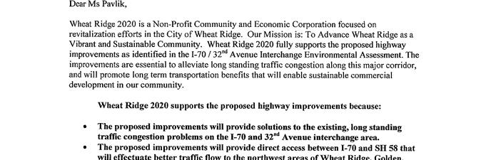 Wheat Ridge 2020 #162 Response to #162: FHWA and