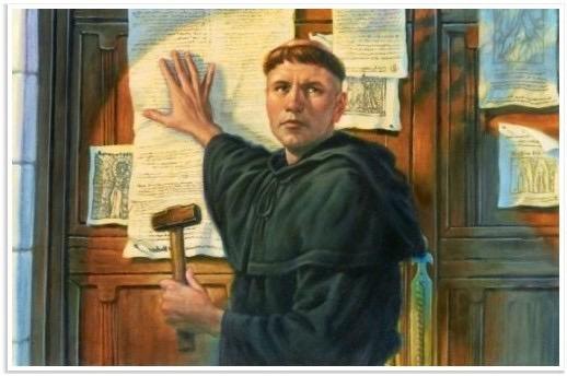 The Reformation In 1517, a German monk named Martin Luther publishes 95 theses (critical of nepotism, usury,