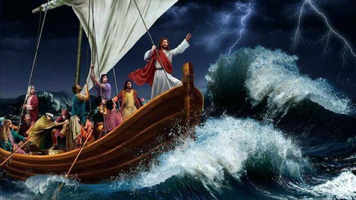 But Jesus was in the rear of the boat, sleeping on a pillow. They woke him up and said, "Teacher, don t you care that we re drowning?