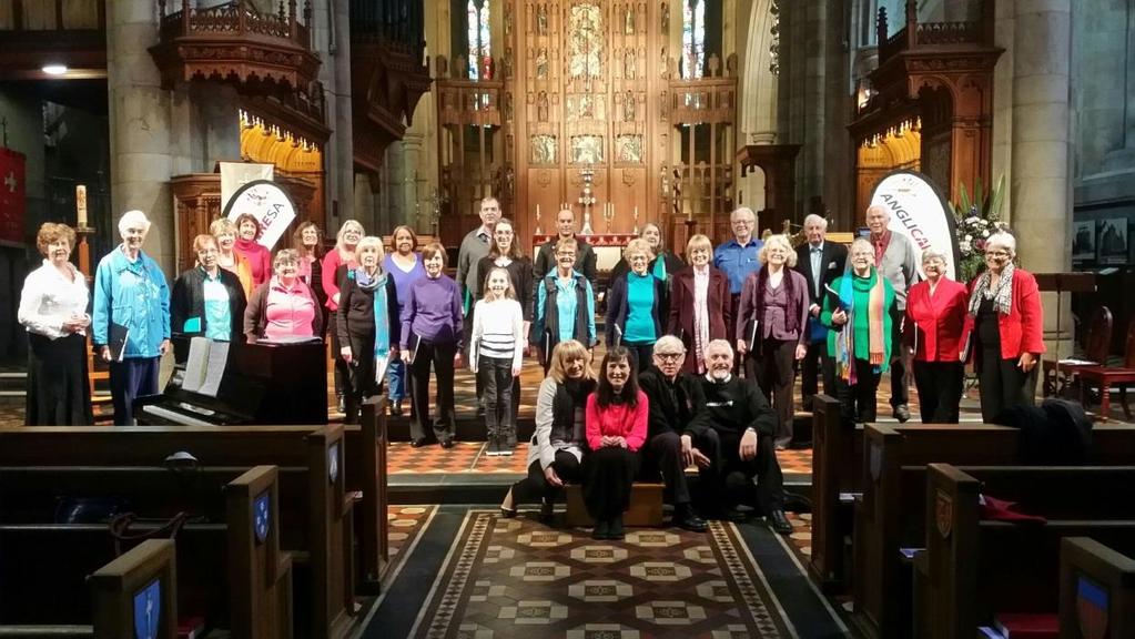 Pictured: The Adelaide Benefit Concert Choir and seated at front from left: Bridget Knowles (ASELCC), Reverend Joan Claring Bould (Musical