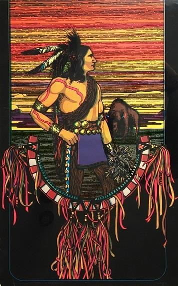 Groovy Black Light Poster 13- [Black Light Poster]. [American Indian]. AA Sales: Graphic Corporation, (c.1970). Single sheet [79.