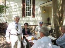 The Memorial Day luncheon was held in the garden of the King s Arms Tavern in Colonial Williamsburg.