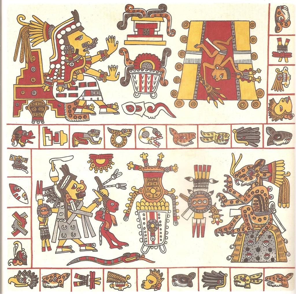 Quilaztli Grinding the Bones Borgia Codex, Plate 63 Quetzalcóatl brought the bones from Mictlan and took them to Tamoanchan. Upon arriving he gave the human bones to Quilaztli.