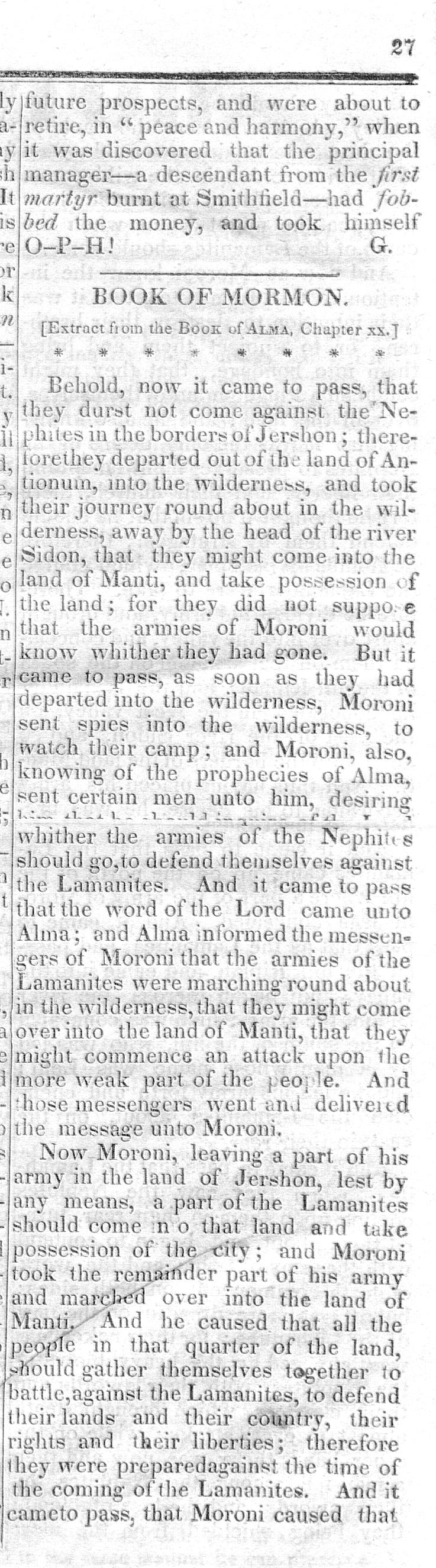 240 Journal of Book of Mormon Studies A close comparison between the Alma excerpt and the 1830 edition, however, shows a different set of circumstances.