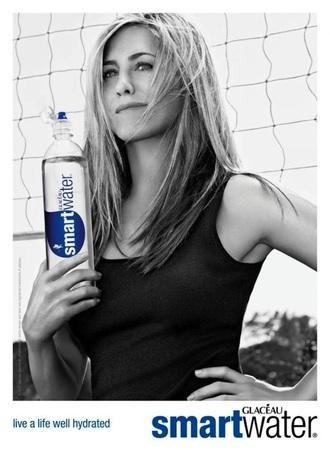 Ad #3: Jennifer Aniston drinking water. Live a life well hydrated.