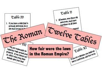 Law of the Twelve Tables Rome s first written law code 450BC was produced on 12 bronze tablets.