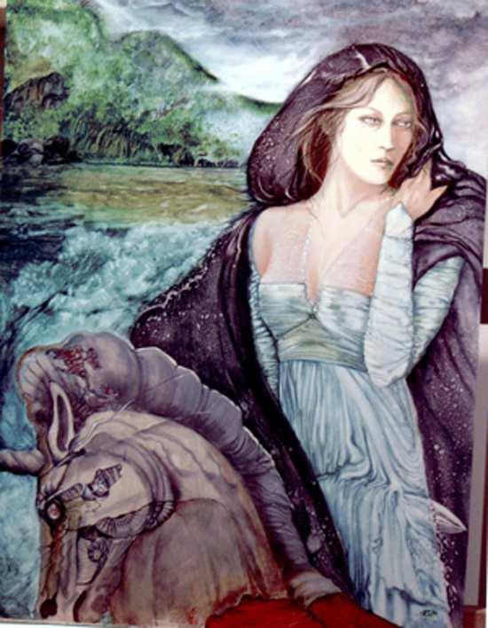 Lancelot. Source: www.vegetarianwomen.com/.../la_dame_du_lac.jpg The Lady of the Lake and the baby Fairy Morgane and a unicorn. Source www.chalais.