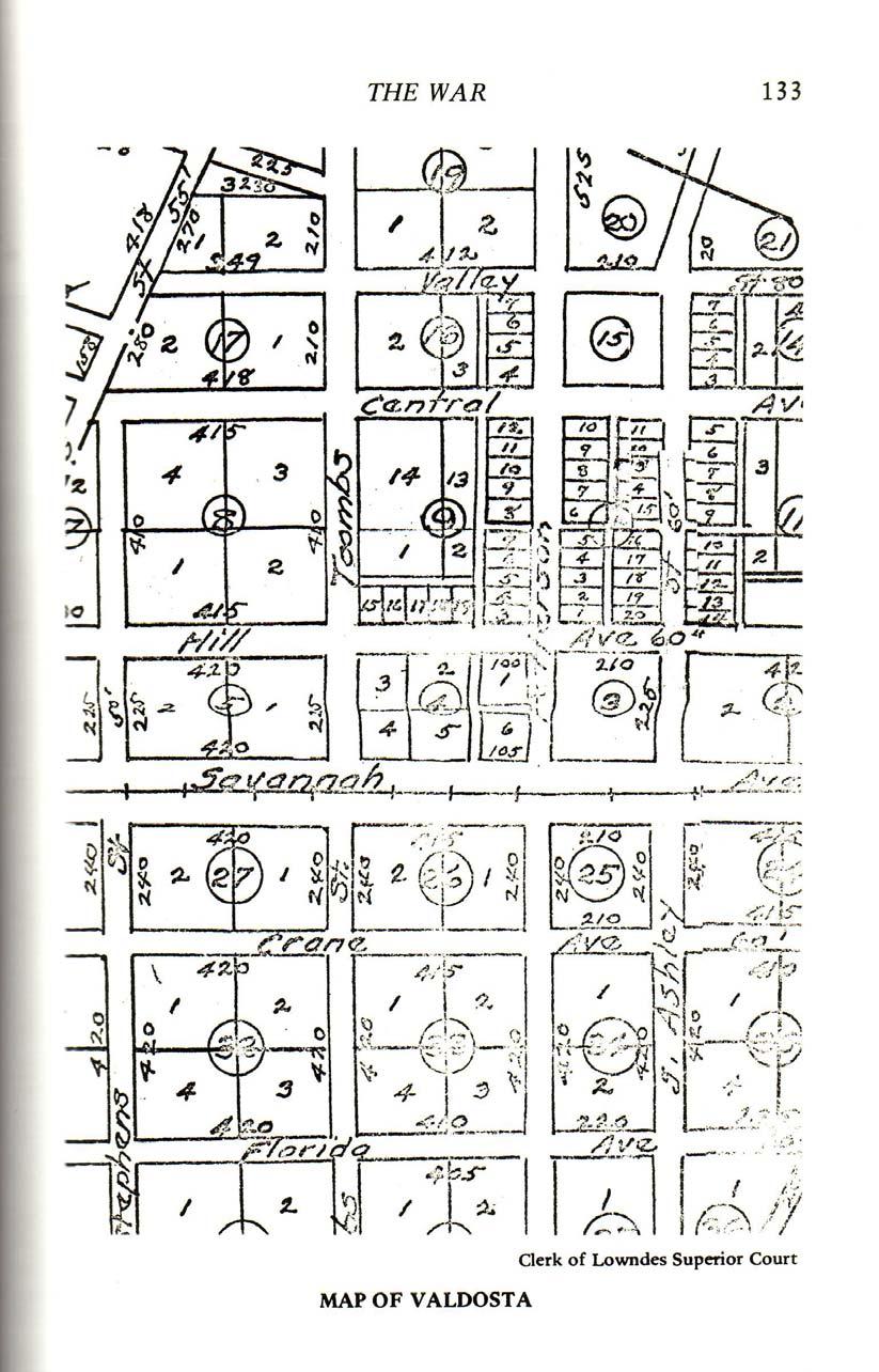 pg 5/6 Information from the book, Pines and Pioneers, by Jane Shelton, pg 133 Map of Valdosta,