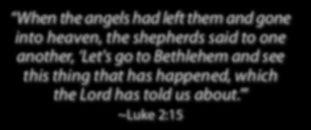 SHEPHERDS GUIDE TO GoD s Peace? The shepherds believed!