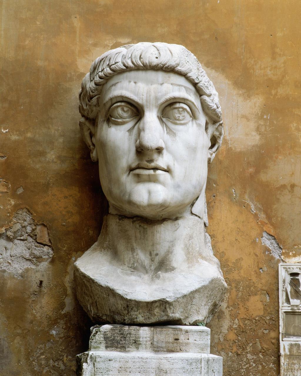 7. CONSTANTINE Conquers in battle and reunites the empire by promoting Christianity Moves capital from Rome to Byzantium in 324 CE in the east and renames it after himself: