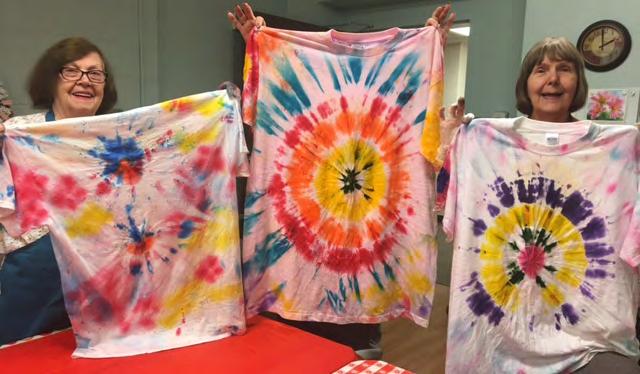 Tie-Dye Time! The Independent Resident Craft Class made tie-dye shirts on June 6 in preparation for Family Day.