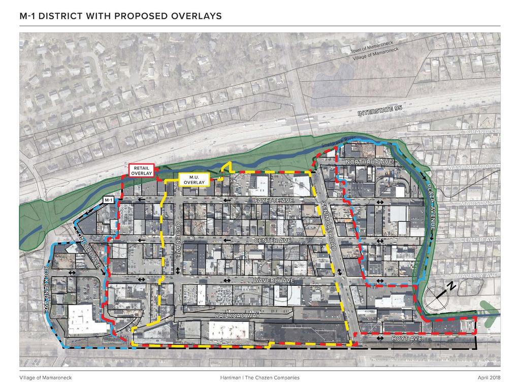Green buffer zone along the Sheldrake to include current and future public access No-change zones on either side of the Industrial Area Retail