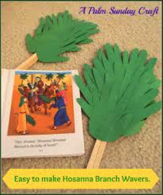 2 Wave your palm branches around! Lay down your branch on the ground. Say, Jesus is king! Pick up your palm branches. Lift your branches in the air. Wave your branches while twirling around!