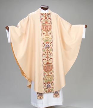 ) STOLE A liturgical vestment composed of a strip of material, several inches wide, and worn around the neck by priests and bishops; at the left shoulder like a sash by deacons, for the