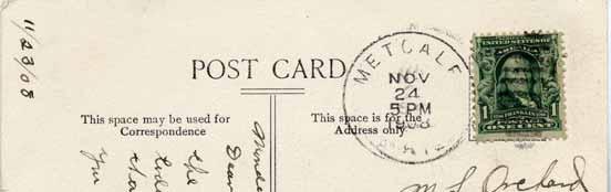METCALF Type Postmark Code Metcalf Graham/Greenlee Co. (1899-1909; Greenlee Co.