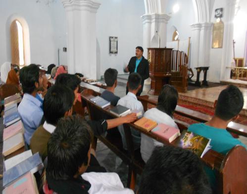 Insar Gohar led the first session on 'Walking with Lord' and taught them the Biblical way of leading a fruitful Christian life. Two young leaders, Ms.