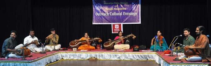 Artists perform during the classical music concert Swara Laya Madhuri under the direction of Vidushi.Geetha Ramanand also those who like a touch of toe-tapping experience even in a classical concert.