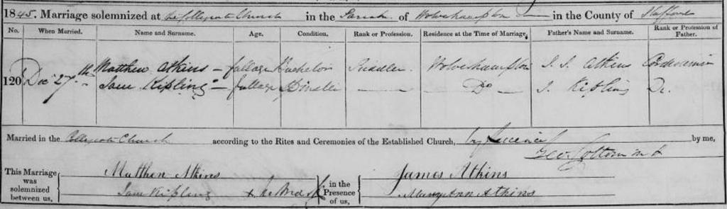 In the 1861 census, she gave her birthplace as Brewood. 1861 Wolverhampton.