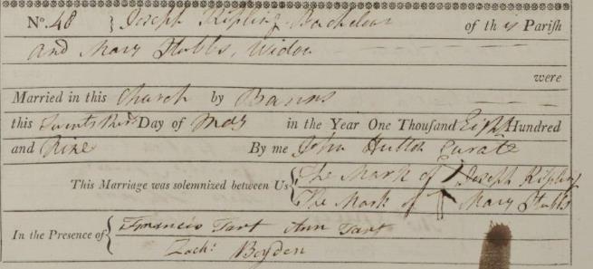 ---ooo--- Son Joseph married at Brewood in 1809 (Brewood is about 10km