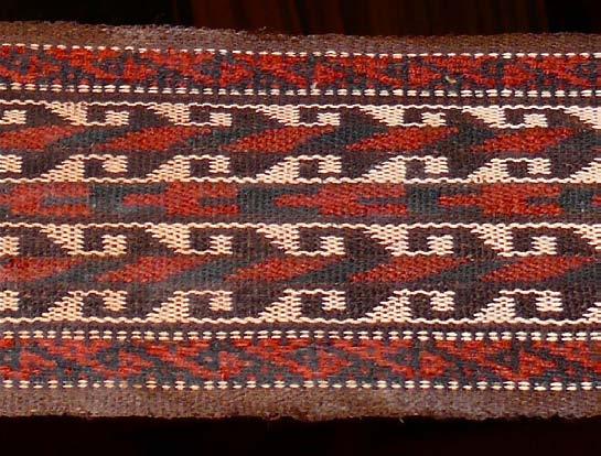 Aq qurs were typically fastened outside over the top of the yurt, and were woven in white with patterns created with supplementary weft.