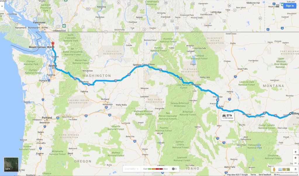 2017 Youth Group Mission Trip Return Route Notes: I-90 home!