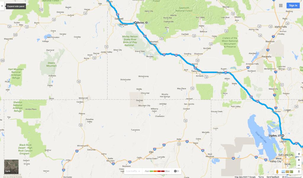 2017 Youth Group Mission Trip Route to Lincoln Notes: Breakfast in Twin Falls and completing our journey on I-84, we turn east onto I-80.