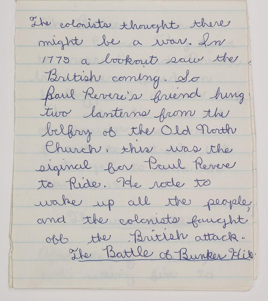 wrote at age 10 that mentions Paul Revere.