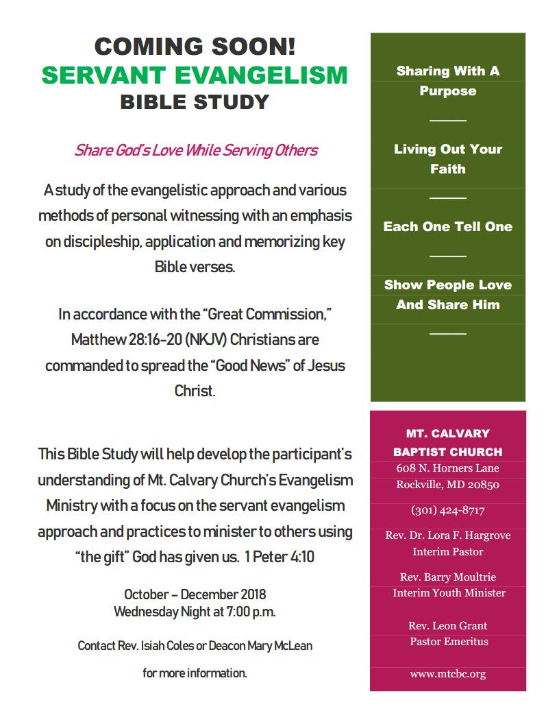 MMW Bible Study will resume