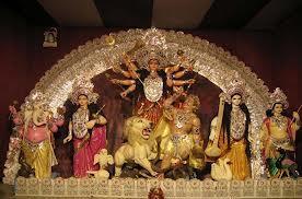 The statue of goddess Durga is made and established beautifully in Pandals on the fifth day.