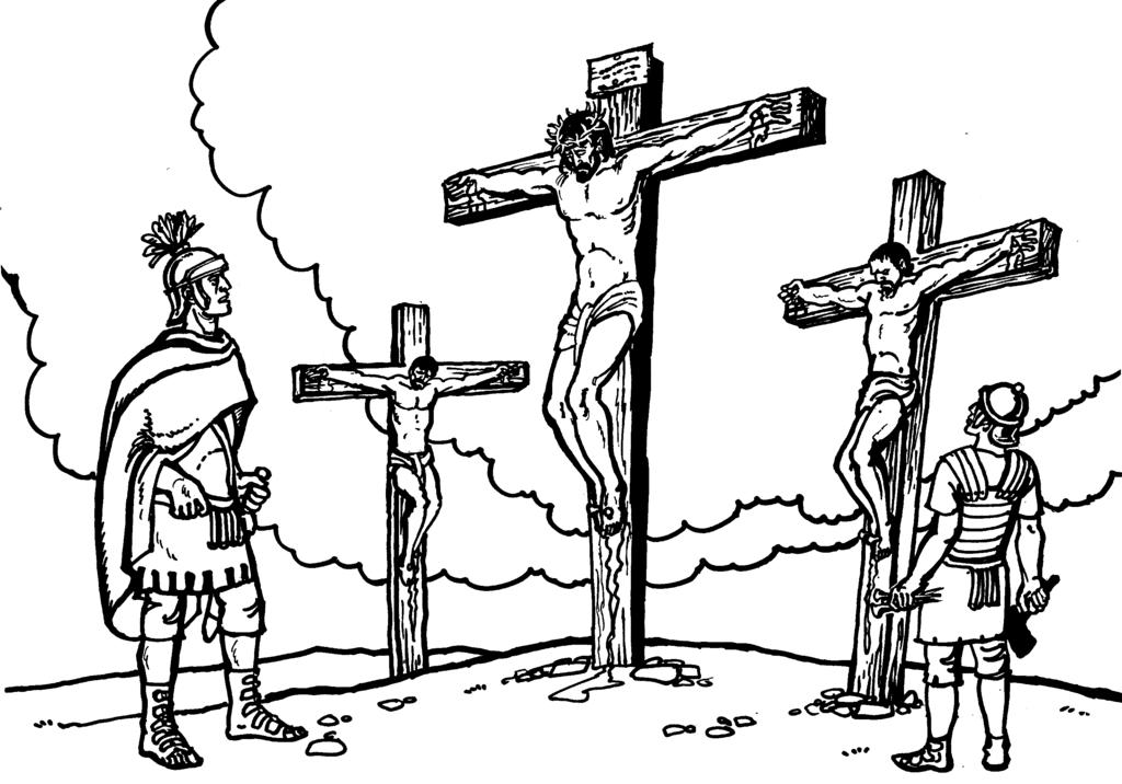 They grabbed Jesus, and they blamed Him with many lives. They took Jesus to the governor, PONTIUS PILATE (signed P-P ). Pontius Pilate gave the command to nail Jesus on a cross.