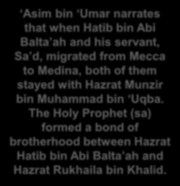 Hazrat Hatib bin Abi Balta ah The second companion is Hazrat Hatib bin Abi Balta ah. He belonged to the tribe of Lakhm. His title was Abu Abdullah and it is also mentioned as Abu Muhammad.