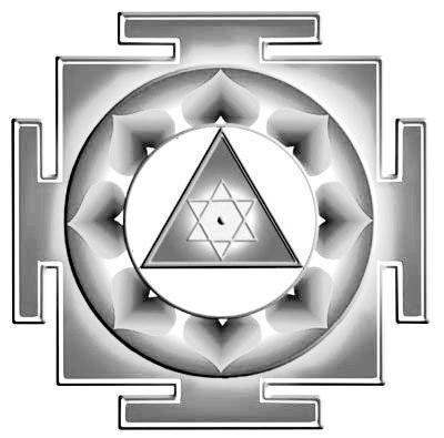 The Triangle, Circle, Square, Lotus and Dot are the most commonly used shapes in Yantra construction which each have different connotations:- The Triangle is Shakti Creative Energy and