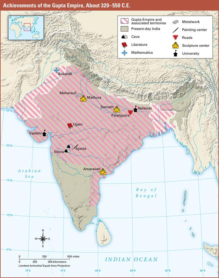 The Guptas were a line of rulers, beginning in the mid-200s, who controlled much of India from 320 to 550 C.E.