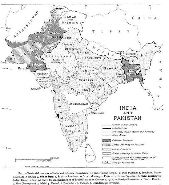 Source- http://en.wikipedia.org/wiki/file:partition-of-india-spate-jan-1948.jpg as viewed on 25/2/2014. Section 1: Critical events from 1909 to 1947 leading upto Partition.