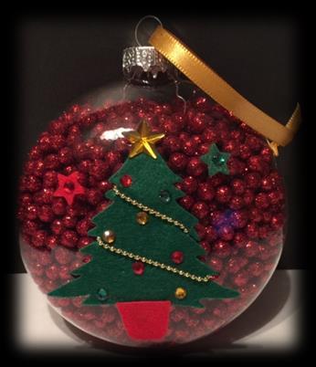Luke 1:39-44 Clear Glass or Plastic Ornament Clear Glass or Plastic Ornament Red shinny balls Ribbon for hanger Embellishments But he said to me, My grace is sufficient for you, for my power is made