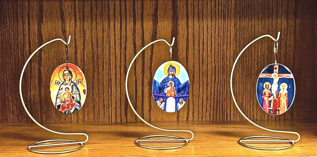 The stand is the perfect home and office decor to feature the beautiful porcelain icon ornaments made by photographic